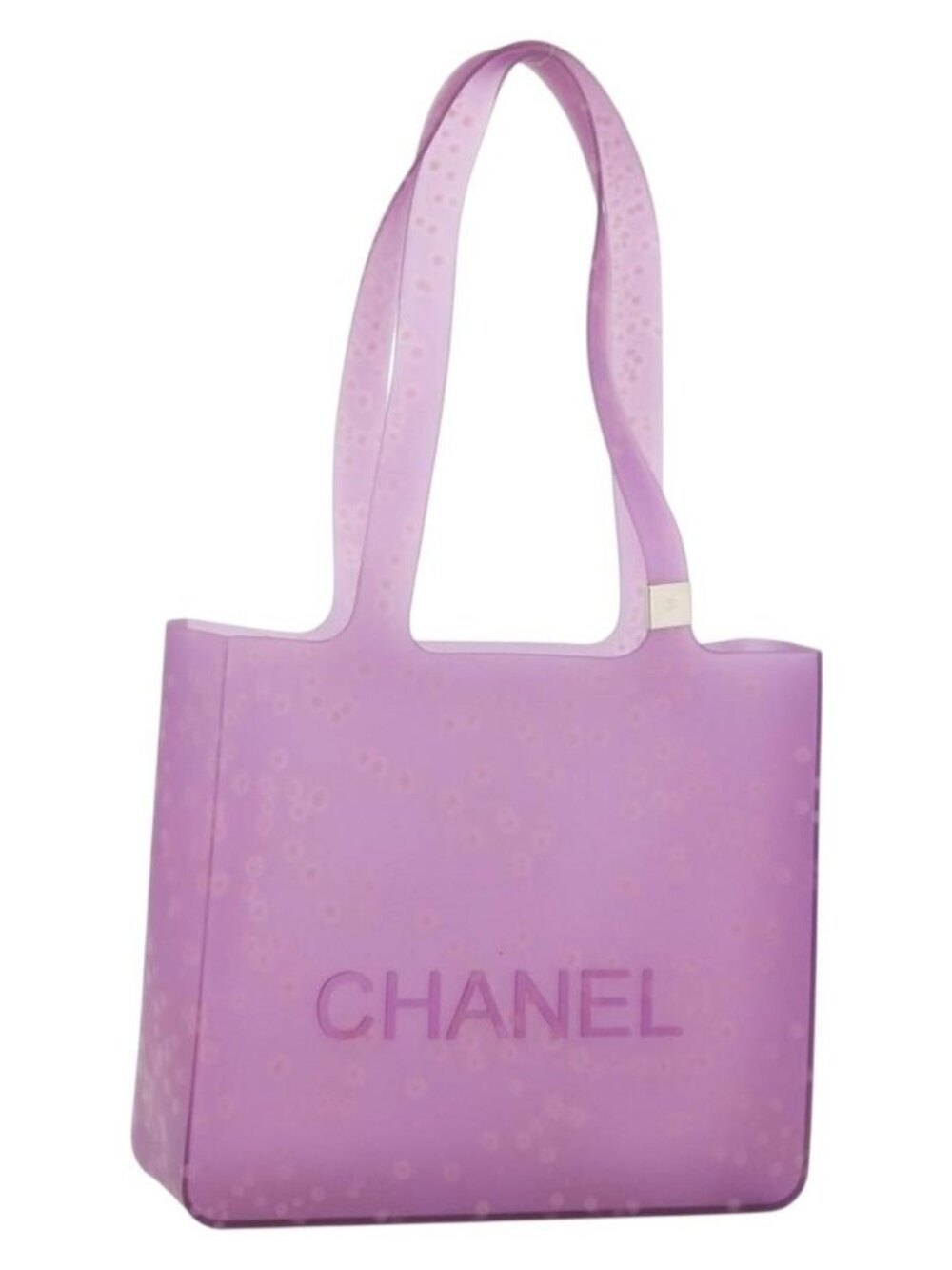 CHANEL Tote Bag Rubber Purple CC Auth 183664